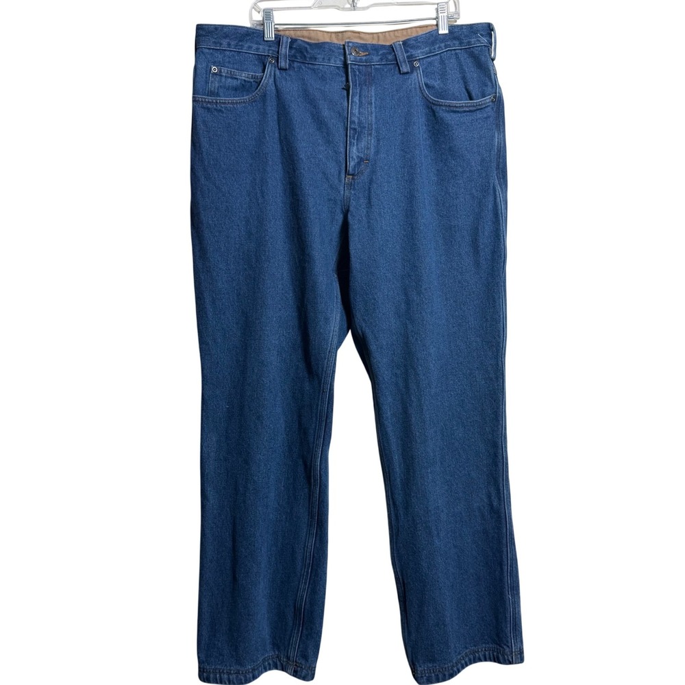 Duluth Trading Co Ballroom Flannel Lined Jeans Mens 40x32 Blue Denim Work Pants